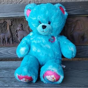 Build a Bear workshop female  Cupcake and sprinkles Bear blue hot pink cuddly